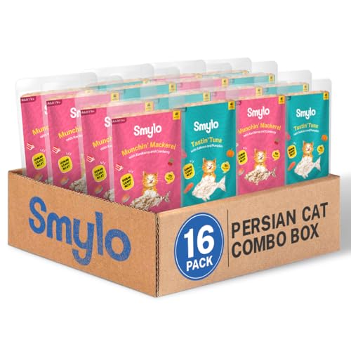 Smylo Natural Healthy Persian Cat Wet Food Box (1+ Yrs) 70g x 16 Packs | Variety Combo of Ocean Fish (Tuna & Salmon, Mackerel & Kanikama) | Grain Free, No Preservatives & by-Products | Vet Formulated - Image 1