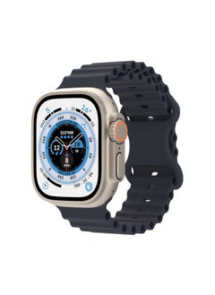 Replacement Strap Ocean Style Silicone Watch Band For Apple Watch Ultra 49mm&Watch Ultra 2 49mm / Series 9&8&7 45mm / SE 3&SE 2&6&SE&5&4 44mm / 3&2&1 42mm Midnight