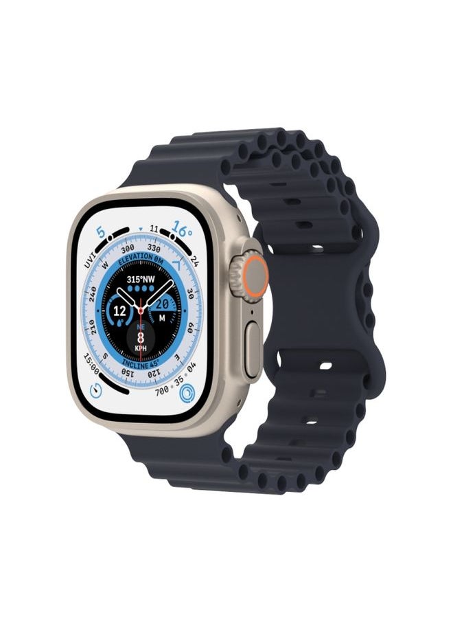 Generic - Replacement Strap Ocean Style Silicone Watch Band For Apple Watch Ultra 49mm&Watch Ultra 2 49mm / Series 9&8&7 45mm / SE 3&SE 2&6&SE&5&4 44mm / 3&2&1 42mm Midnight - Image 1