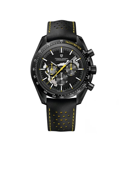 Men Quartz Watch, Water Resistant Skeleton Sport Chronograph Wrist Watch, Comfortable And Lightweight Elegant Design Luxury Watch For Men, (1pc, Black And Yellow)