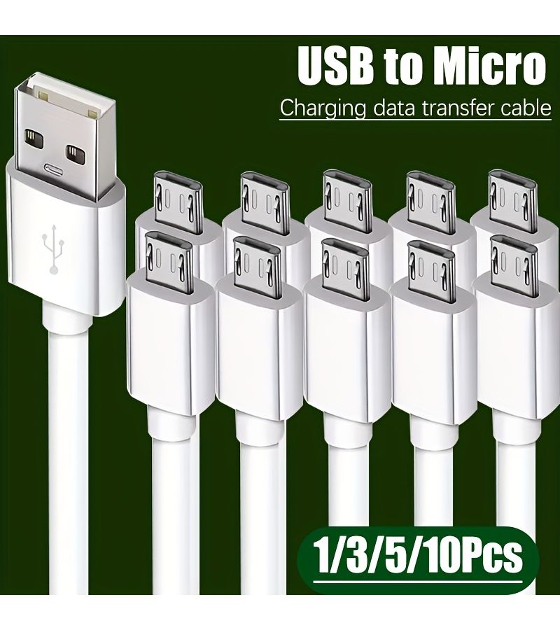 USB To Micro 2M Fast Charging Data Cable 3A For Samsung S7 S7 Edge S6 S6 Edge S5 Note 5 Note 4 E Book Reader Mp3 Mini Fan Camera Power Bank Driving Recorder Android Micro Devices Charge Cord 3 Packs - Image 1