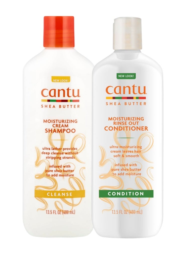 Cantu Shea Butter Moisturizing Cream Shampoo and Rinse Out Conditioner Set – Hydrating Hair Care Duo for Soft, Healthy Hair - Image 1