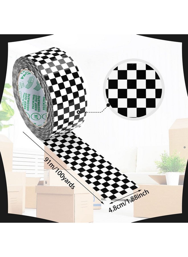 Mtlee Checkered Flag Tape Checkered Duct Tape Race Car Tape Printed Tape 1.88 Inches 100 Yards Diy Crafts Buffalo Tape Single Roll For Scrapbooking Diy Crafts Box Decoration - Image 2