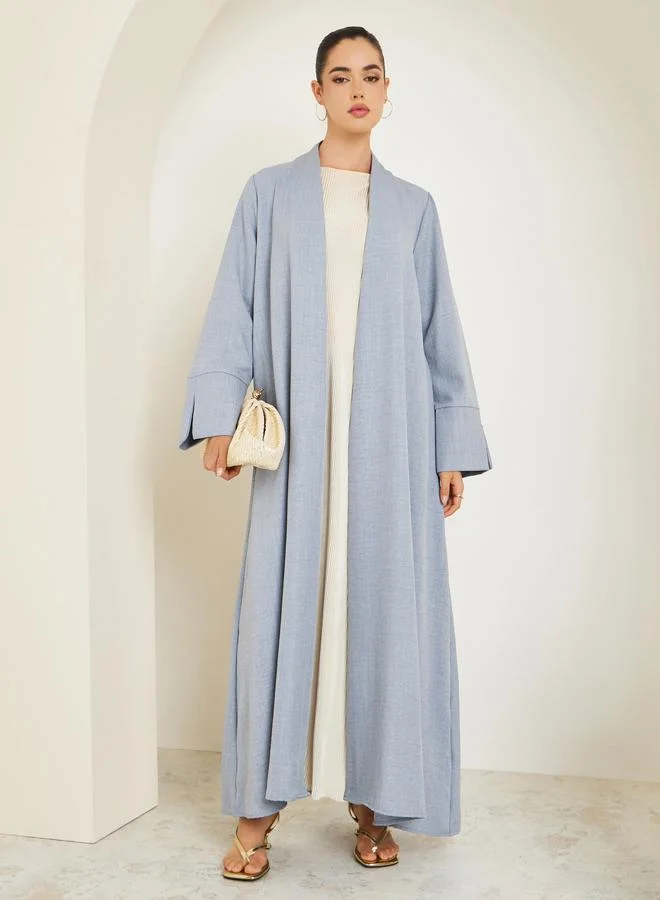 Amirah Women Grey Front Open Slit Sleeve Abaya