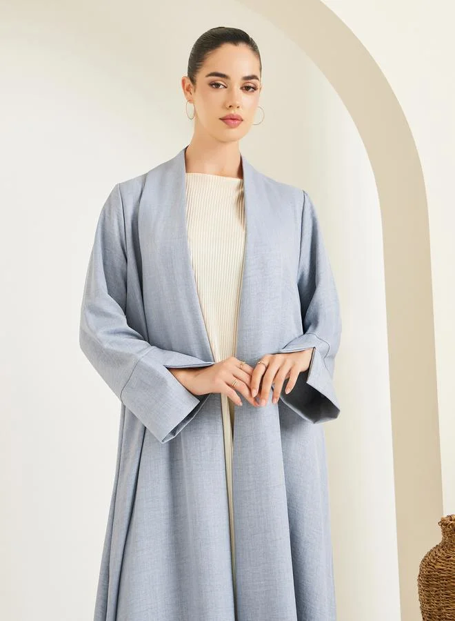 Amirah Women Grey Front Open Slit Sleeve Abaya