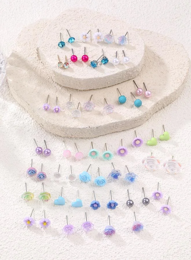 Take Two  Set of 30 - Flower and Heart Stud Earrings for Women | Best Price UAE