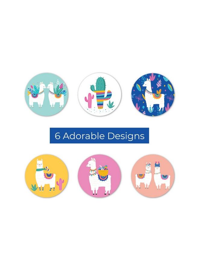 SBlabels Llama Party Stickers ; 250 Stickers Per Roll ; 6 Colorful Alpaca Designs - Image 5