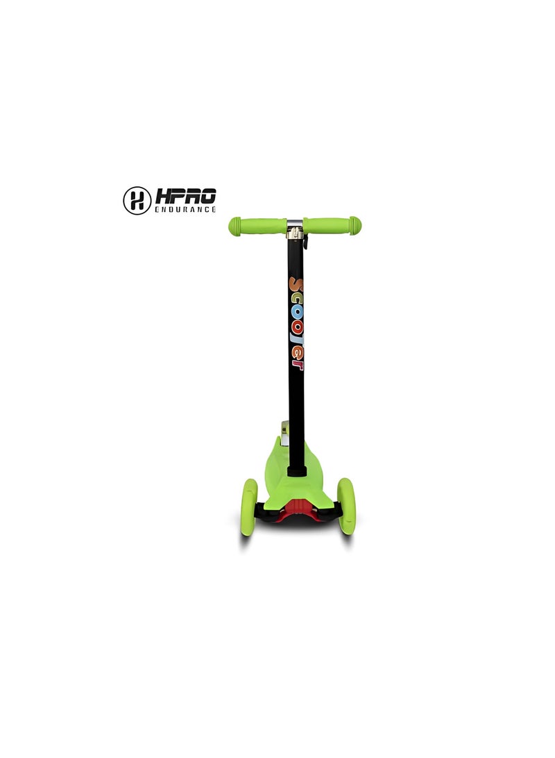 H PRO HM Sports Foldable 3 Wheel Kick Scooter for Kids | Green Edition with LED Lights and Height Adjustment - Image 2