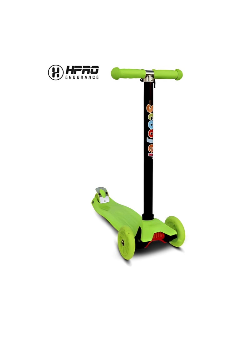 H PRO HM Sports Foldable 3 Wheel Kick Scooter for Kids | Green Edition with LED Lights and Height Adjustment - Image 1