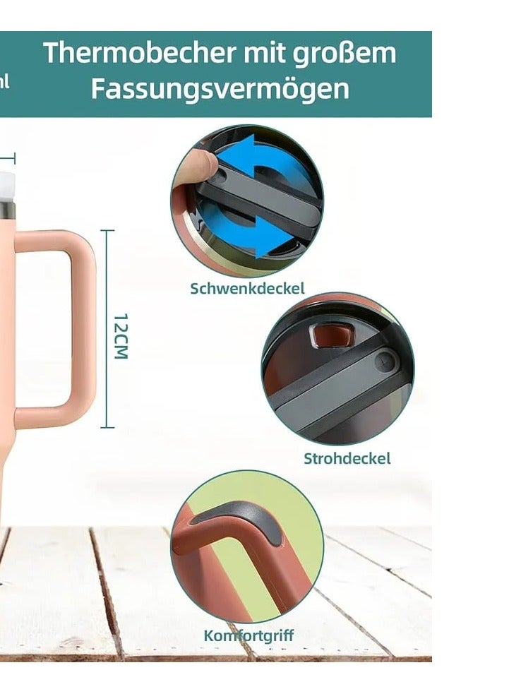 كوب ستانلي كوينشر H2.0 فلوستيت الاصلي مختوم ، معزول بتفريغ الهواء فولاذ مقاوم للصدأ مع غطاء وشفاطة للمياه أو الشاي المثلج القهوة وعصير السموذي , 12ساعة بارد و 6 ساعات ساخن, 1.18 لتر