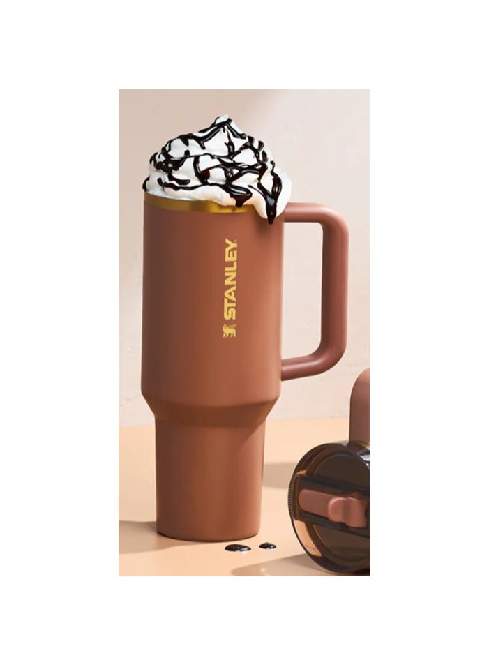 كوب ستانلي كوينشر H2.0 فلوستيت الاصلي مختوم ، معزول بتفريغ الهواء فولاذ مقاوم للصدأ مع غطاء وشفاطة للمياه أو الشاي المثلج القهوة وعصير السموذي , 12ساعة بارد و 6 ساعات ساخن, 1.18 لتر