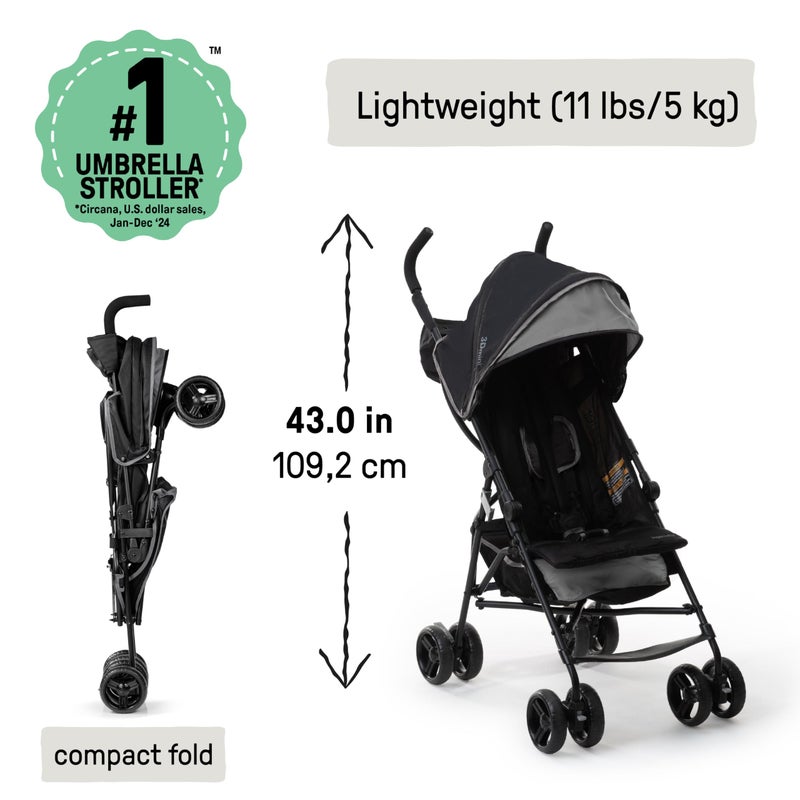 Ingenuity 3D Mini Convenience Stroller â€“ Lightweight Stroller with Compact Fold, Multi-Position Recline, Canopy with Pop Out Sun Visor and More â€“ Umbrella Stroller for Travel and More, Gray - Image 3