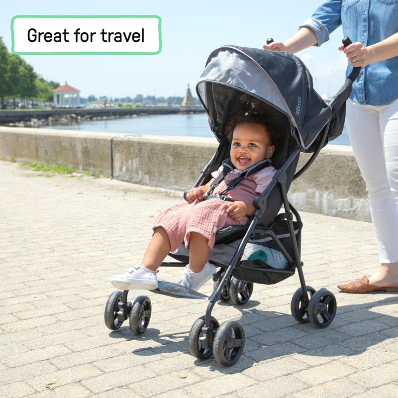 Ingenuity 3D Mini Convenience Stroller â€“ Lightweight Stroller with Compact Fold, Multi-Position Recline, Canopy with Pop Out Sun Visor and More â€“ Umbrella Stroller for Travel and More, Gray - Image 2