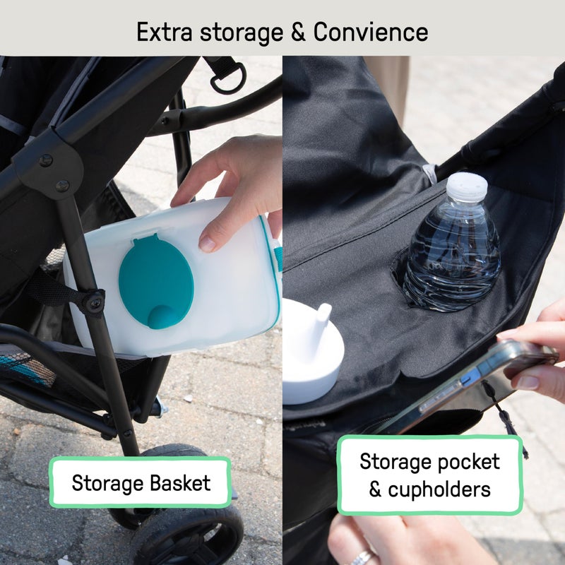Ingenuity 3D Mini Convenience Stroller â€“ Lightweight Stroller with Compact Fold, Multi-Position Recline, Canopy with Pop Out Sun Visor and More â€“ Umbrella Stroller for Travel and More, Gray - Image 5