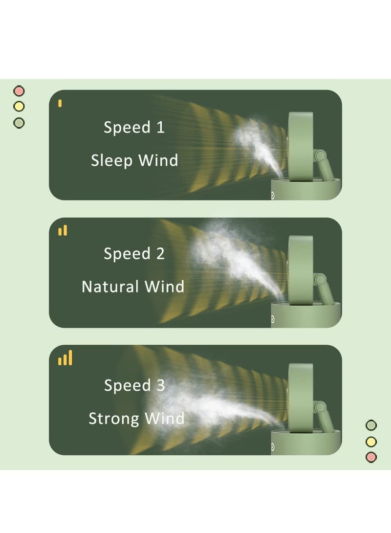 Excefore مروحة تبريد برذاذ، مروحة مكتب صغيرة قابلة للطي مع رذاذ ترطيب ونسيم بارد، مروحة دوارة تعمل ببطارية USB، مروحة طاولة صغيرة للاستخدام المنزلي، المكتب، السفر، التخييم (أخضر) - Image 5