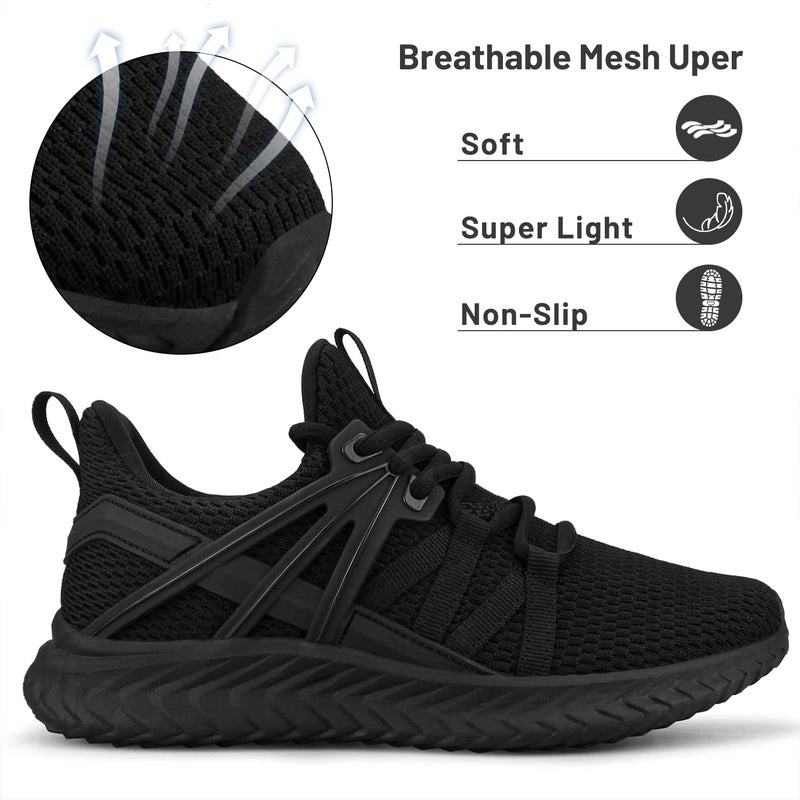 Abboos Womens Road Running Shoes Lightweight Mesh Breathable Sneakers Fashion Sports Gym Athletic Shoes Black Size 6 - Image 2