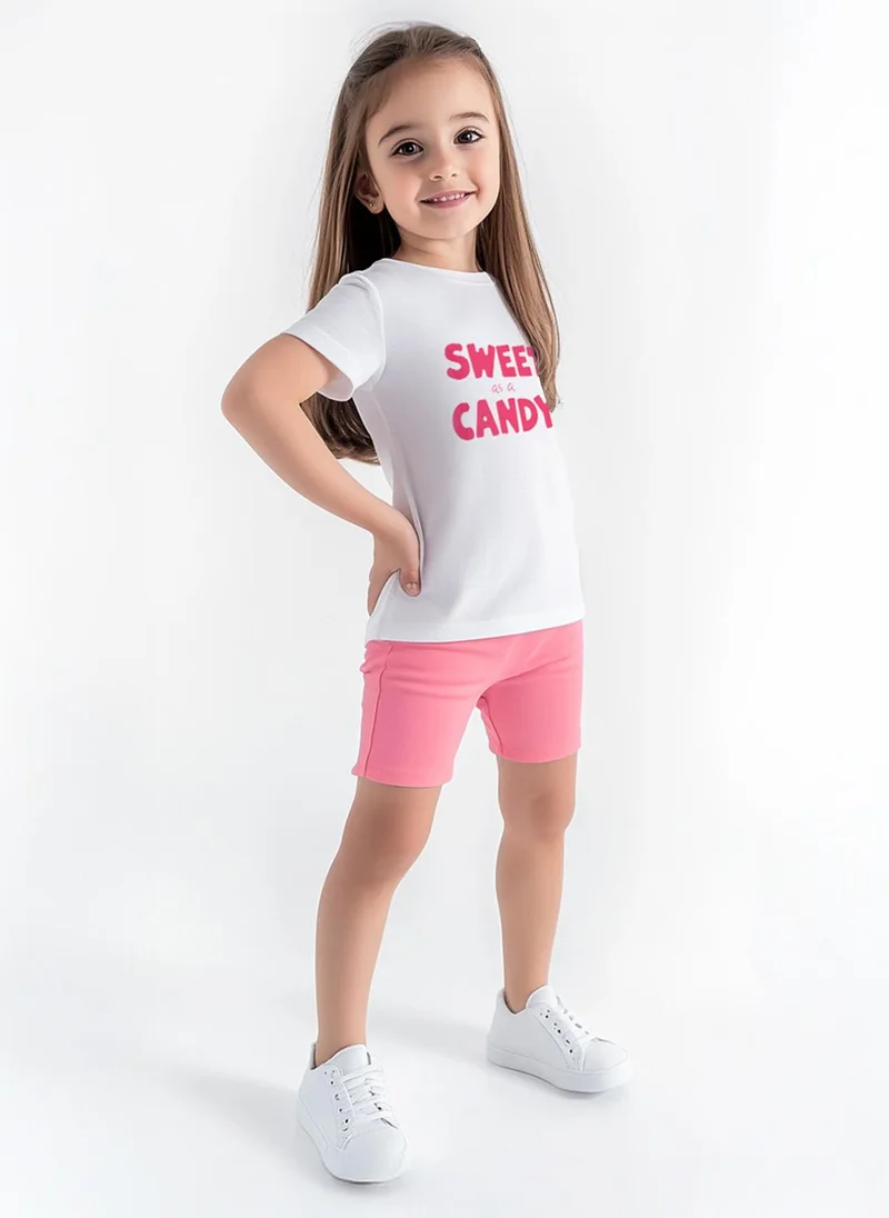 Nautinati Nautinati Girls' Cotton Graphic Printed T-shirt and Solid Biker Shorts
