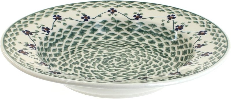 Blue Rose Pottery Blue Rose Polish Pottery Sage Floral Soup Plate - Image 1