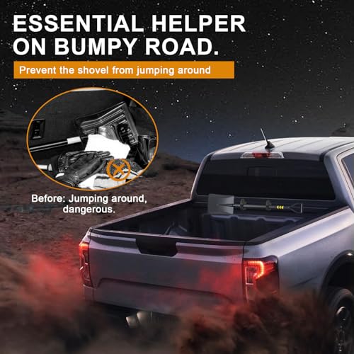 PSLER Shovel Holder for Truck Quick Release Rubber Clamp Mount Shovel and Axe Mount for Truck Bed Roof Rack Trailer Offroad Vehicle UTV Universal for diameter tools 117 to 137 2PC - Image 3