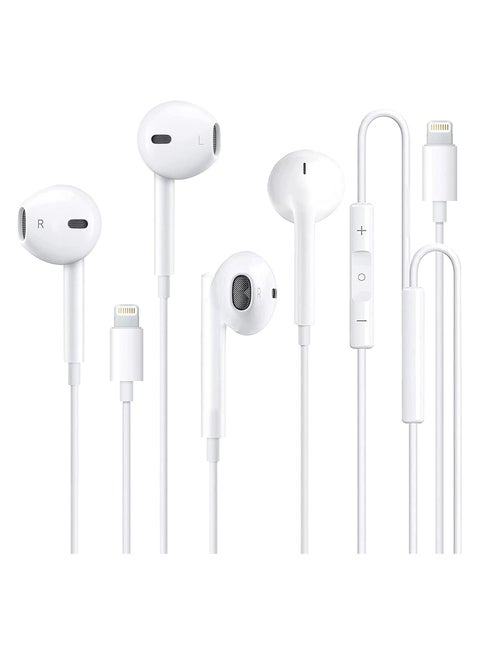 Wired Earbuds Headphones, Corded Ear Buds with Built-in Mic and Headphone Jack White Cable Head Phones Compatible with iPhone 14/13/12 Pro/Se/11 Pro/X/8 Plus/7 Plus, 2 Packs(Apple MFi Certified)