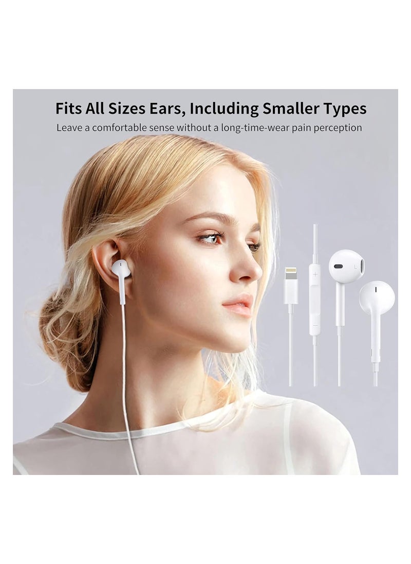 ELTRAZONE Wired Earbuds Headphones, Corded Ear Buds with Built-in Mic and Headphone Jack White Cable Head Phones Compatible with iPhone 14/13/12 Pro/Se/11 Pro/X/8 Plus/7 Plus, 2 Packs(Apple MFi Certified)  - Image 4