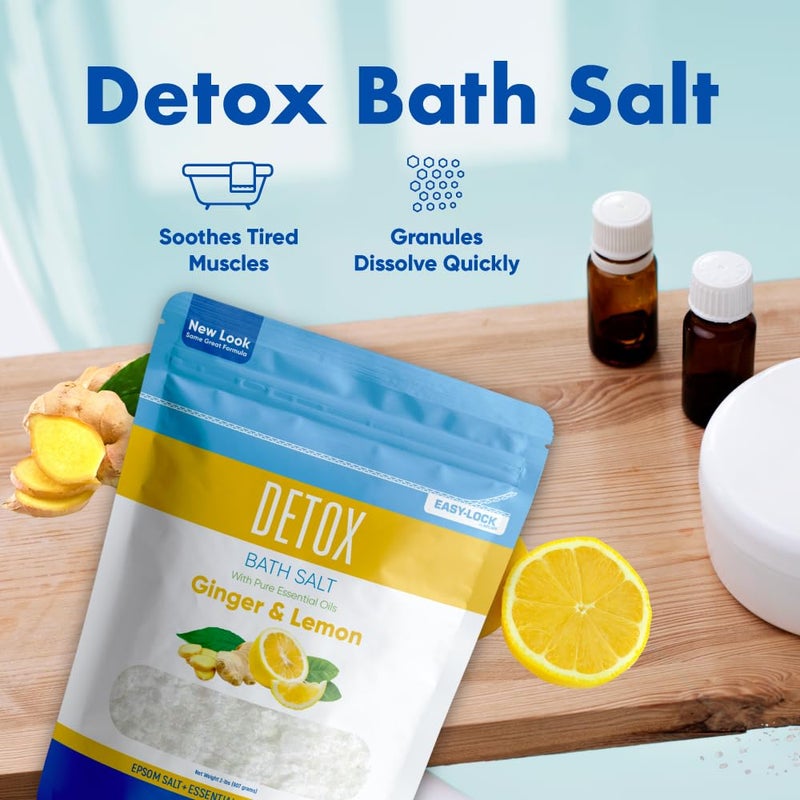 Better Bath Better Body Detox Bath Salt 32 Ounces Epsom Salt with Natural Ginger and Lemon Essential Oils Plus Vitamin C in BPA Free Pouch with Easy Press-Lock Seal - Image 5