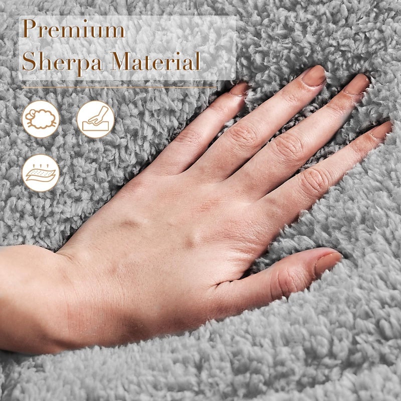 Cymula Pillow Top Mattress Topper Queen, Thick Queen Size Mattress Topper for Back Pain Sherpa Mattress Pillow Top Pad with Plush Fluffy Down Alternative Mattress Cover with 8-21" Deep Pocket, Grey - Image 3