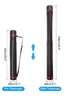 PATIKIL PATIKIL Extendable Poster Tubes, Expand from 25.2" to 42.5" with Strap, 8cm/3.1" Dia Art Document Storage Carry Tubes for Blueprint Drawings Artwork, Black  - Image 2