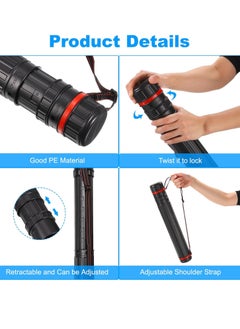 PATIKIL PATIKIL Extendable Poster Tubes, Expand from 25.2" to 42.5" with Strap, 8cm/3.1" Dia Art Document Storage Carry Tubes for Blueprint Drawings Artwork, Black  - Image 4