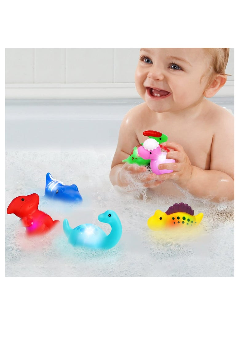 Excefore Dinosaur Light Up Bath Toys for Toddlers 3-4, 9Pcs Kids Bath Time Toys, Toddler Dinosaur Bath Toys,  No Hole Bath Tub Toys, Baby Light Up Pool Toys for The Tub Kids, Girl Boy Fun Bath Toys  - Image 4
