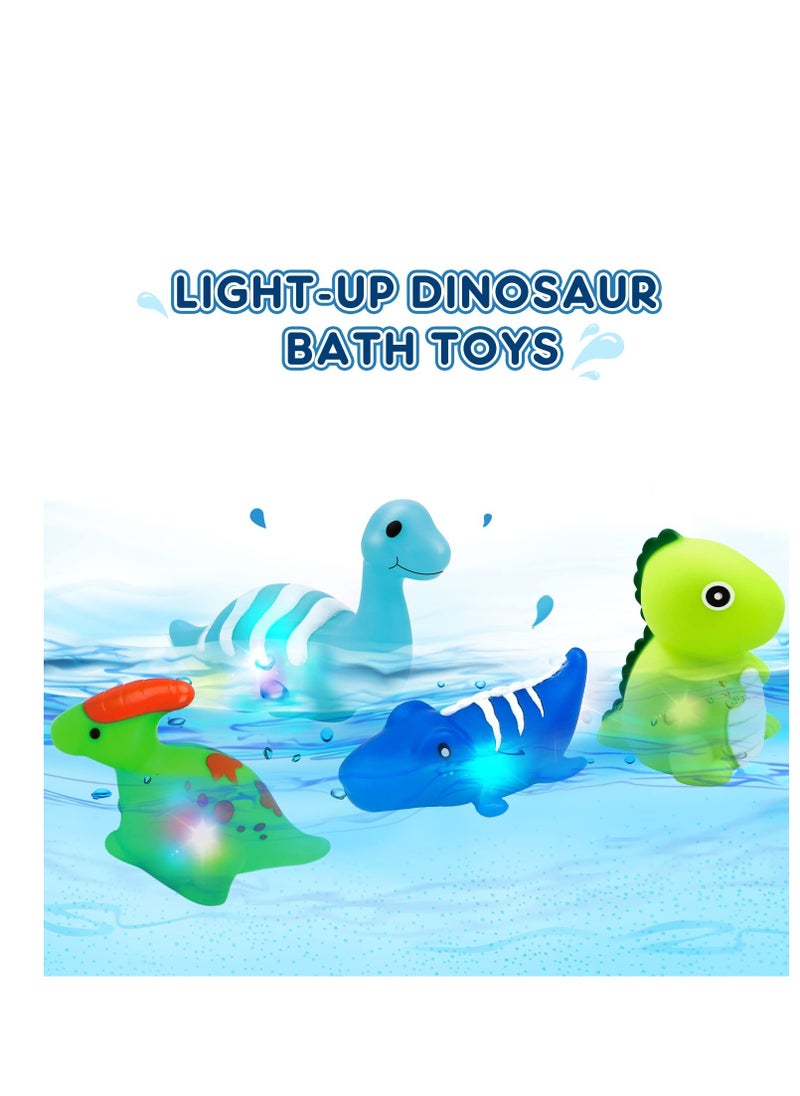 Excefore Dinosaur Light Up Bath Toys for Toddlers 3-4, 9Pcs Kids Bath Time Toys, Toddler Dinosaur Bath Toys,  No Hole Bath Tub Toys, Baby Light Up Pool Toys for The Tub Kids, Girl Boy Fun Bath Toys  - Image 5