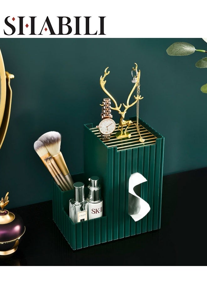 SHABILI 1 Pack Elk Decoration PP Tissue Box Holder, Waterproof Facial Wipes Storage Box with Sundry Storage Area, ，Fashion Napkin Dispenser Container for Desk Home， Toilet ，Bathroom， Office， Restauran  - Image 1