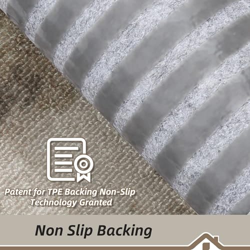 BEQHAUSE Stair Treads for Wooden Steps Non-Slip Machine Washable Carpet Stair Treads 8"X30" Soft Indoor Stair Rug Runner for Kids Elders and Pets, 100% Polyester, TPE Backing, 4pcs, Beige/Grey - Image 3