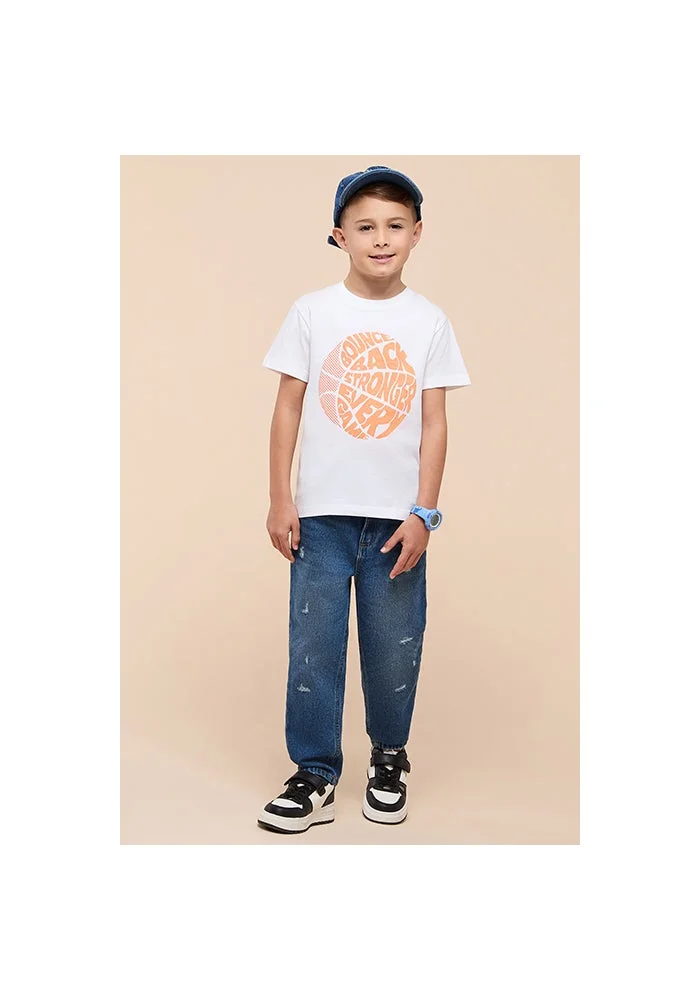أر أند بي Printed T-Shirt with Crew Neck and Short Sleeves