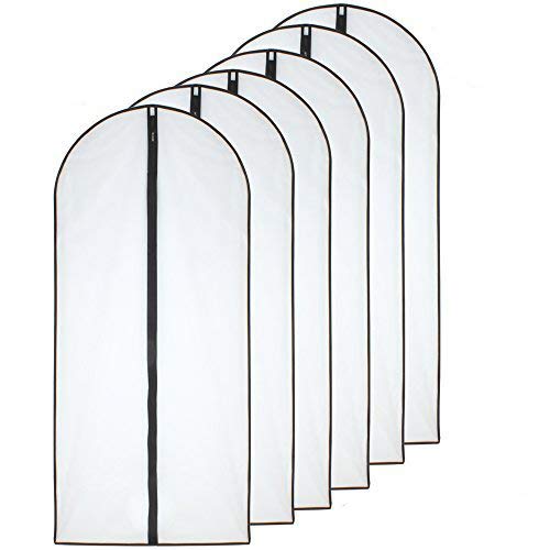 HomeClean Hanging Garment Bag Set of 6 Lightweight Clear Full Zipper Black Dress Bags PEVA Garment Breathable Bags Cover for Closet Clothes Storage 24 X 60 Black