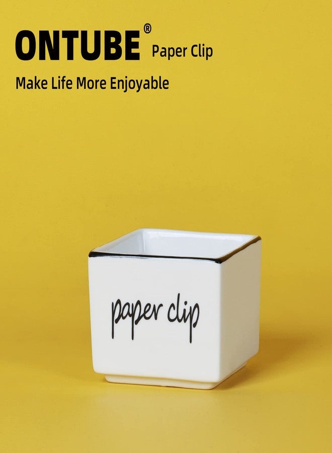 ONTUBE Farmhouse Paper Clip Holders Dispenser Organizer for Desk 3 Inch White - Image 2