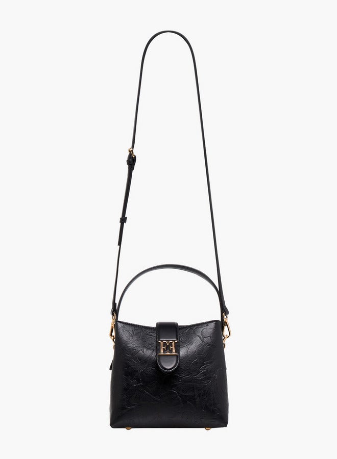 ELLE Floral Embossed Shoulder Bag with Button Closure - Image 3