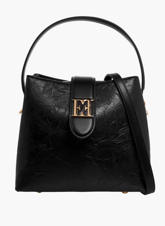 ELLE Floral Embossed Shoulder Bag with Button Closure - Image 1