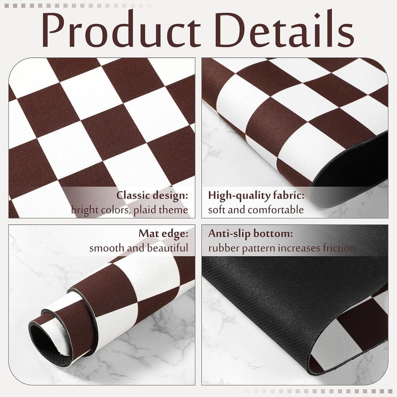 Tinideya Coffee Mat Checkered Dish Drying Mat for Kitchen Counter Coffee Bar Vintage Buffalo Dish Pad Absorbent Kitchen Drying Mat for Bar Station Accessories Easy Clean(Caramel,12 x 16 Inches) - Image 3