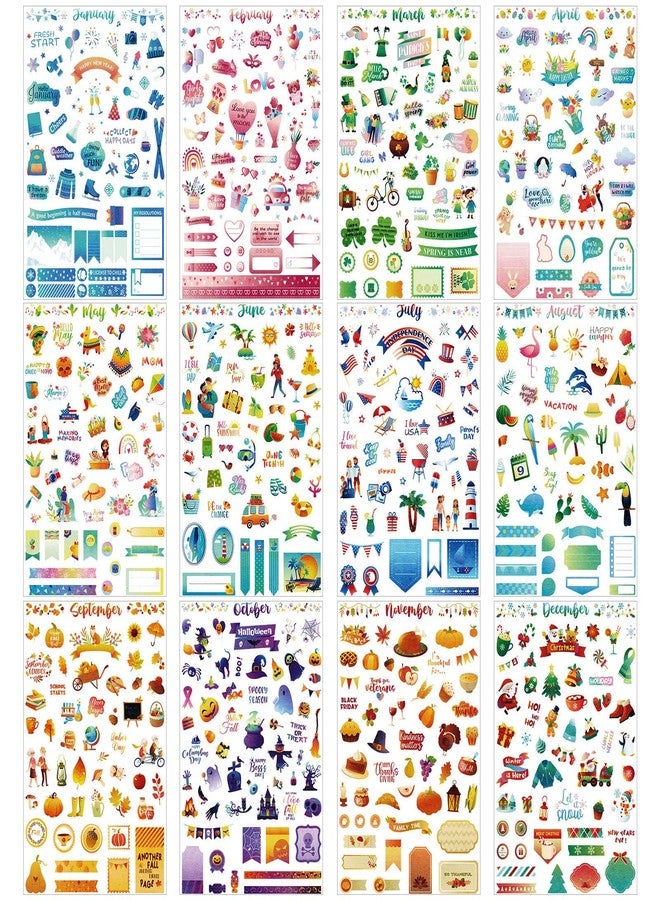 Perthlin 24 Sheets Daily Planners Holiday Seasonal Planner Stickers Birthday Monthly Celebrations Monthly Sticker Book Planner Accessories for Calendar Planning Scrapbooking General Events - Image 1