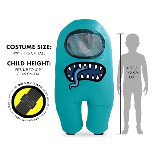 YuMe Official Among Us Toikido Toys Inflatable Kids Halloween Cosplay Costume for Children Impostor - Cyan - Image 4