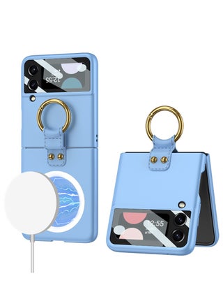 GKK Compatible With Samsung Galaxy Z Flip4 Leather Ulta thin Magesaffe Camira With Ring Magesaffe (Blue) - pzsku/ZC0E43E12F67095F540F2Z/45/_/1708777469/8afdbb14-3362-4824-bdd5-4fefe93efb0e