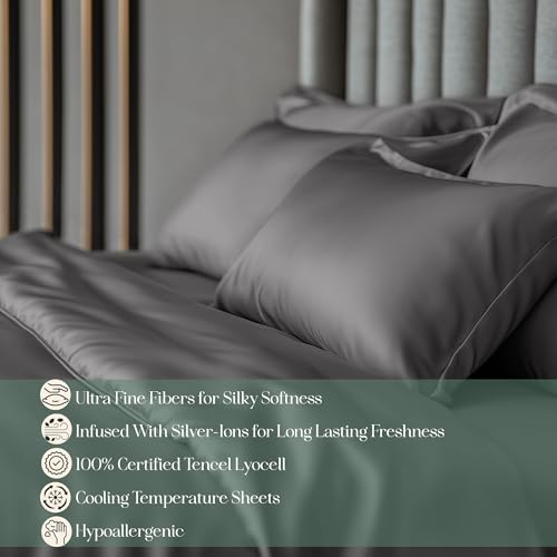 CASILVA Eucalyptus Sheets - Infused with Silver for Anti-Odor, Softer Than Silk Fibers, More Cooling Than Cotton - Perfect for Hot Sleepers & Sensitive Skin - 100% Tencel Lyocell - Cali-King Sheet Set - Image 2