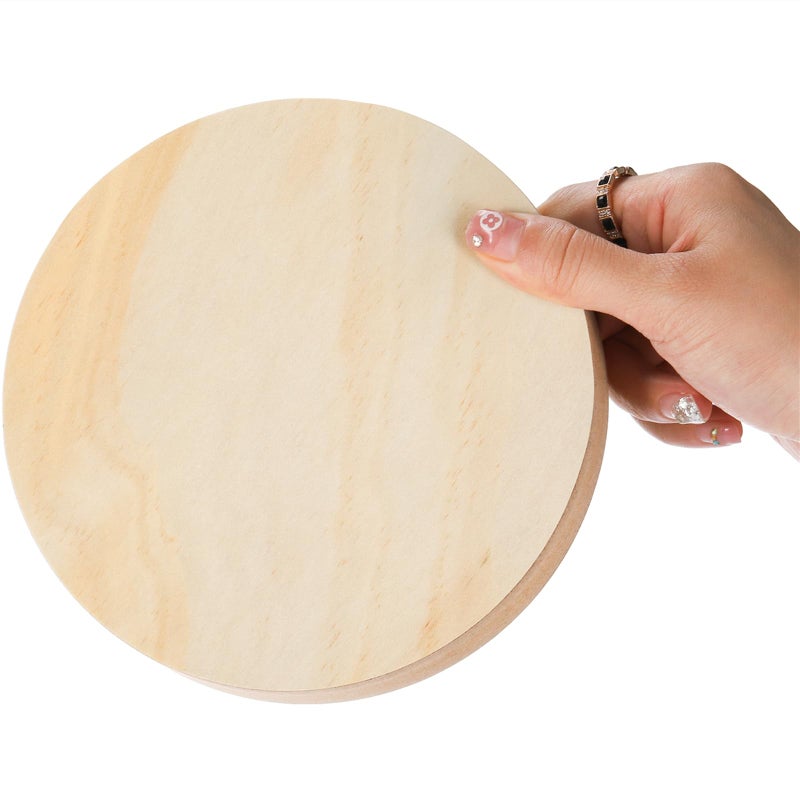 DEAYOU 6 Pack MDF Wood Circles, 6" Round Unfinished Wood Board, Wooden Disc Plaque for Crafts, Medium Density Fiberboard, 1" Thick Wood Block Coaster Base for DIY, Engraving, Chip Carving, Painting - Image 5