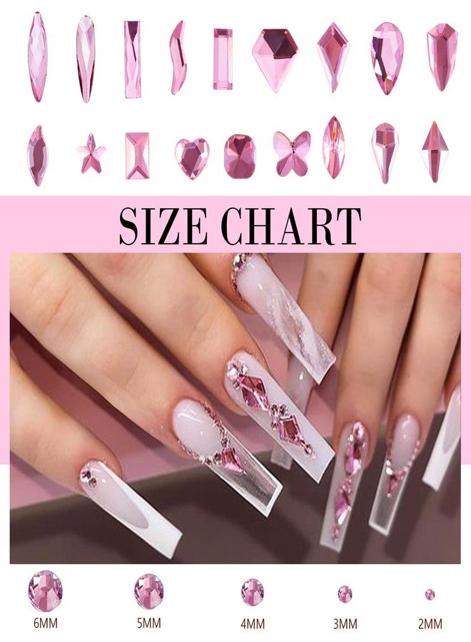 Canvalite 2900Pcs Pink Rhinestones for Nails, 18 Styles Multi Shape Nail Charms and Gems Shiny Glass Crystal Flatback Nail Rhinestones Set for Nail Art with Rhinestone Picker and Tweezers - Image 2