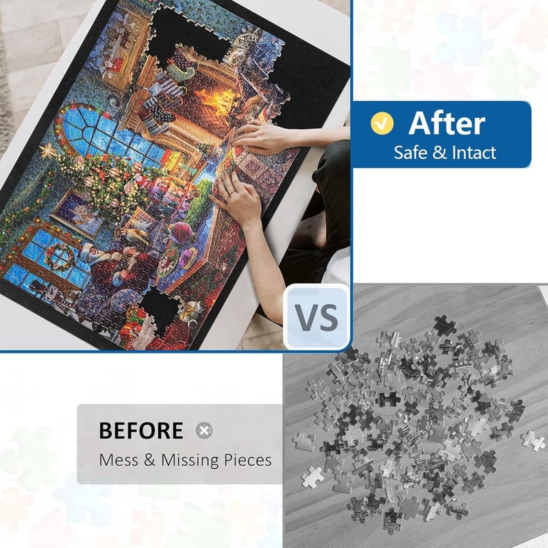 Jigsaw Puzzle Roll-Up Mat 3000 Pieces Set with 6 Sorting Trays, Portable Felt Mat Storage Saver for Adults & Kids - Image 2