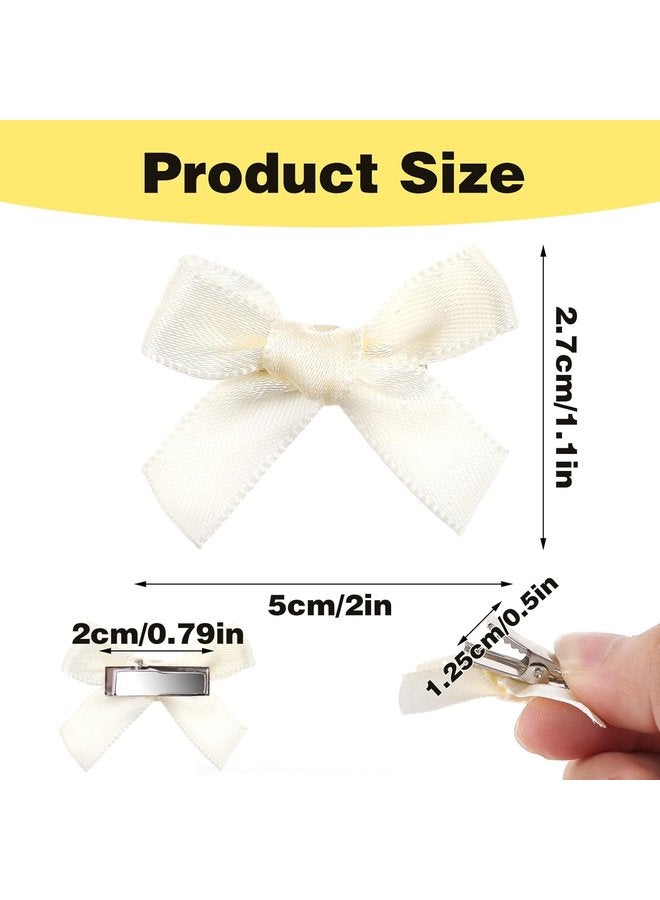 Oasisgalore 40 Pcs Mini Satin Bow Hair Clips, Small Bowknot Barrettes for Girls, Babies, Women.  - Image 3