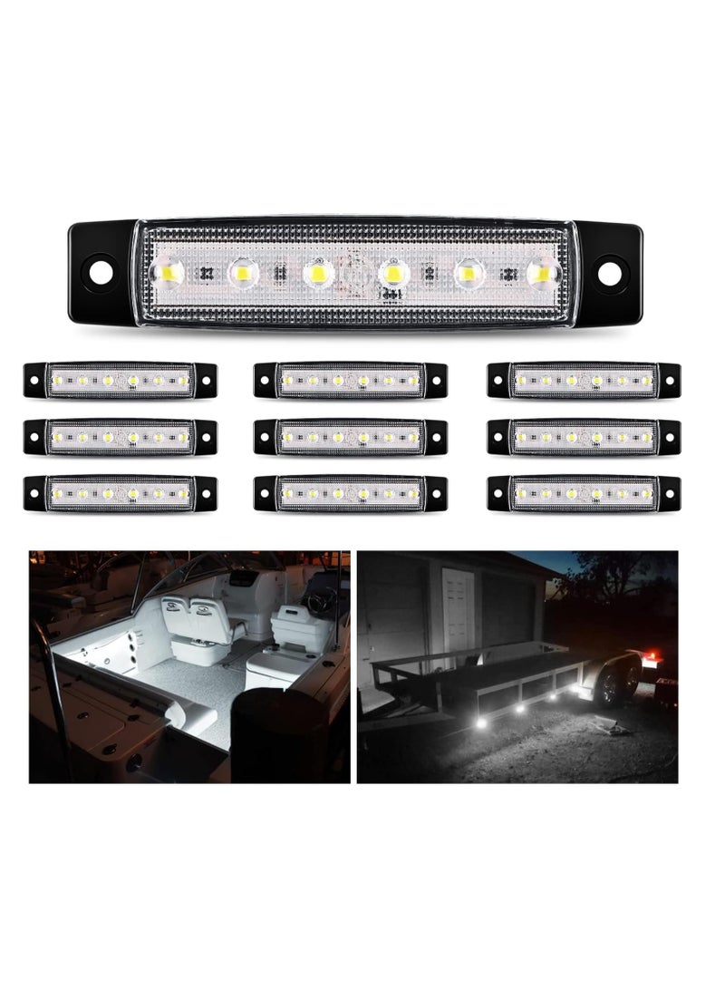 Excefore 10PCS 3.8” 6LED White LED Indicator Light Truck Camper Side Marker Marine Boat Stern Yacht Kayak Sailboat Trailer Bus RV Clearance 12V DC, 2 Years Warranty  - Image 1