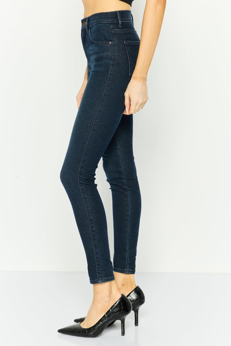 Wrangler Women Skinny Fit Mid Rise Straight Leg Stretchable  Jeans, Blue - Image 3