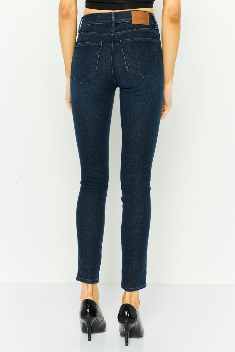 Wrangler Women Skinny Fit Mid Rise Straight Leg Stretchable  Jeans, Blue - Image 2
